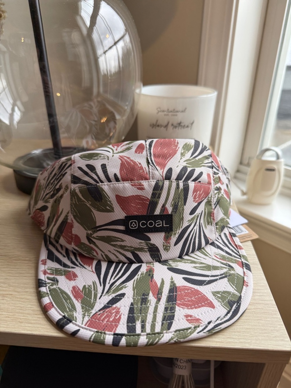 COAL Botanical Five-Panel Hat in Pink & Green